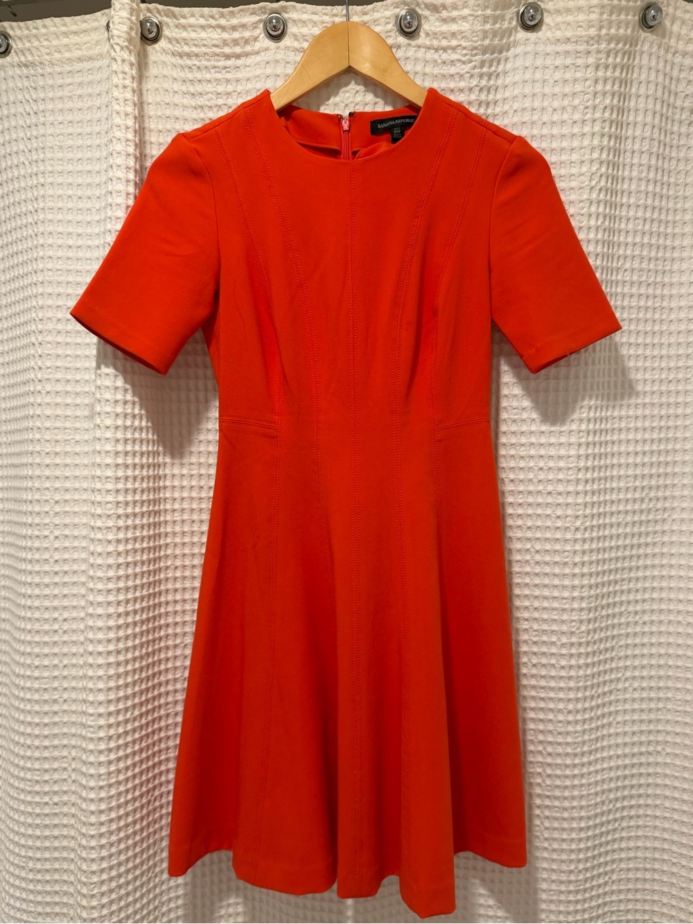 Banana Republic Sz 00 Petite Bright Orange Short-Sleeve Fit & Flare Mini Dress